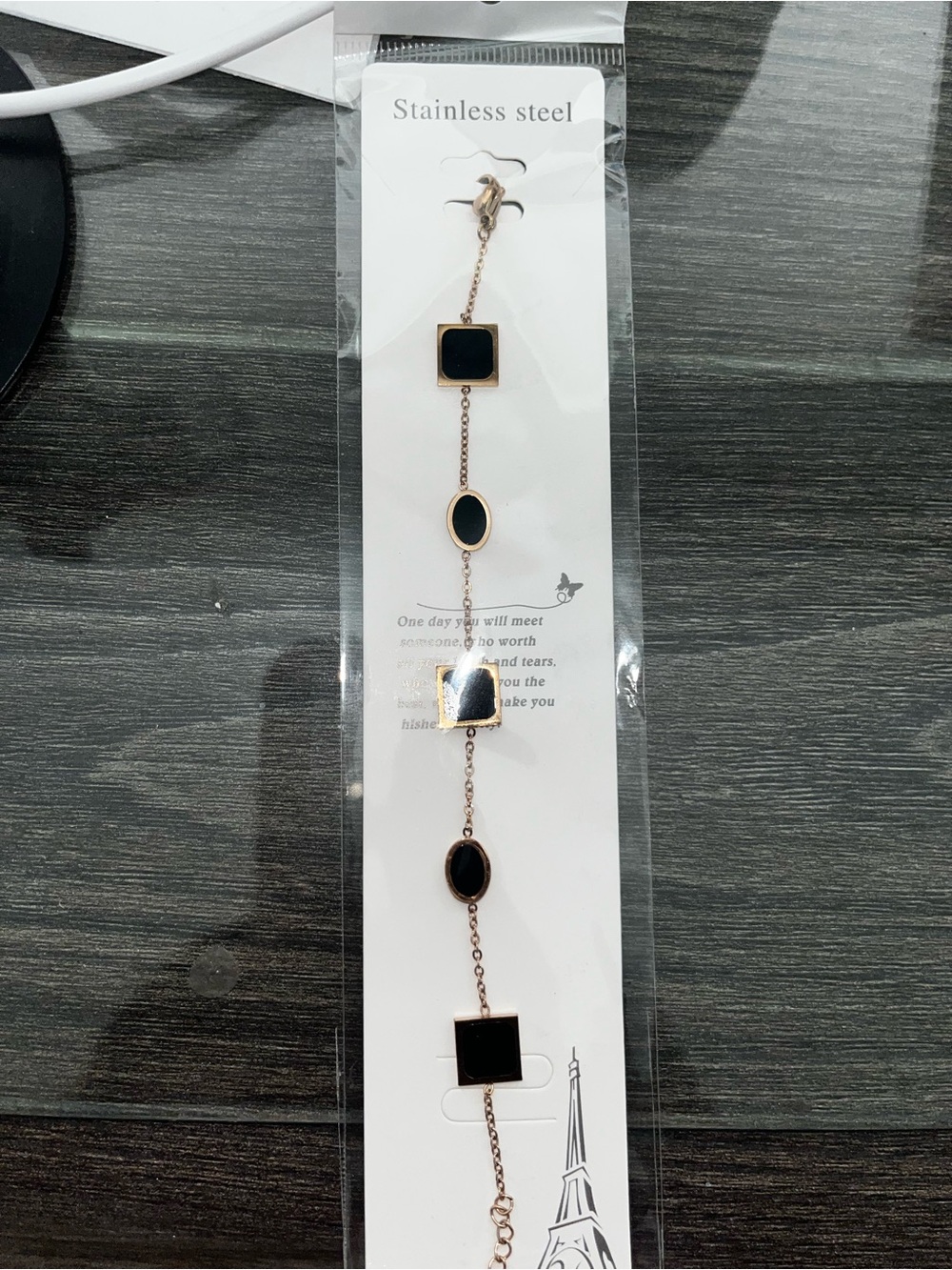 Stainless Steel Black and Gold Link Bracelet